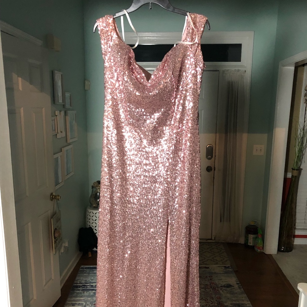 B.Darlin Off The Shoulder Evening Sequence Gown